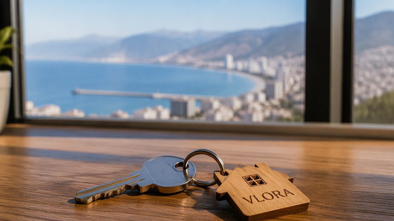 House keys with sea background
